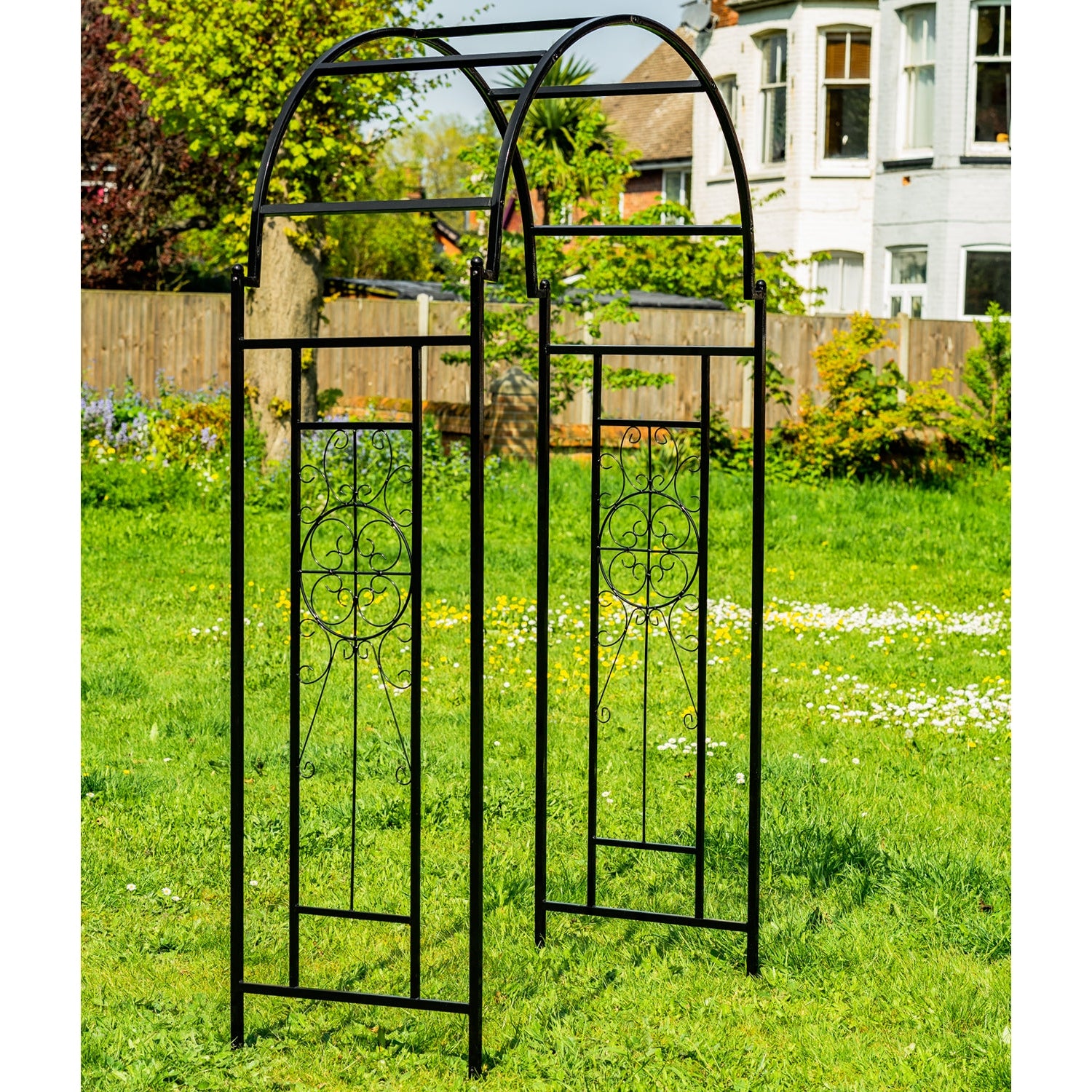 Woodside Northwold Metal Garden Arch, Traditional Decorative Archway for Paths/Entrances