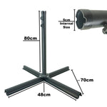 Woodside Heavy Duty Cantilever Parasol Base Stand Steel 100x100cm Garden Umbrella Base Fits 5cm Pole Outdoor Use