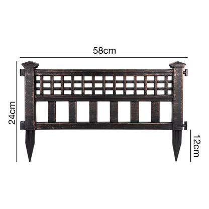 Woodside Bronze Decorative Plastic Garden Fence Panels, Border Edging (4 pack)