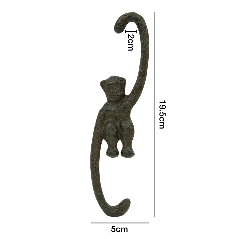 Woodside Cast Iron Decorative Indoor/Outdoor Garden Monkey Bird Feeder S Hooks Pack of 2