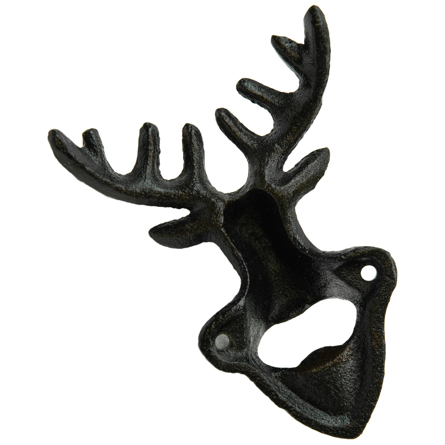 Woodside Wall Mounted Cast Iron Deer Head Beer Bottle Opener, Rustic/Antique