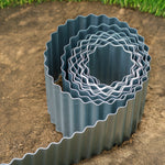 Woodside Galvanised Steel Lawn/Path Border Edging Flexible Fence Rolls - 3 Pack - 15m Total Length