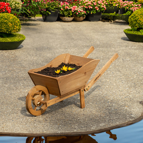 Woodside Wooden Ornamental Garden Plant/Flower Wheel Barrow Planter