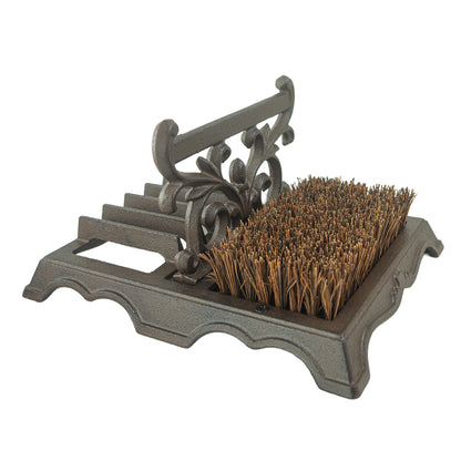 Woodside Victorian Cast Iron Boot Scraper & Brush – Durable Outdoor Mud Cleaner for Garden & Home Entrances