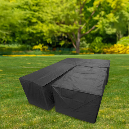 Woodside Black L Shape Outdoor Dining Waterproof Patio Set Cover Rattan