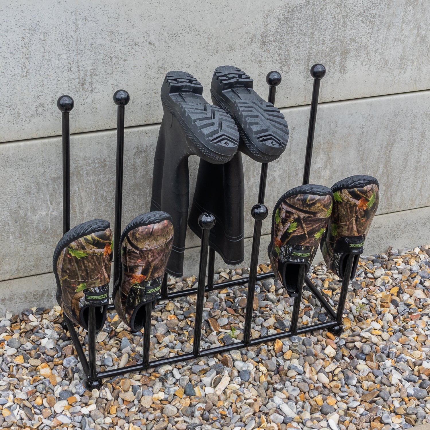 Woodside Morston Steel Wellington Boot Rack/Walking Boot Storage Stand, Indoor & Outdoor