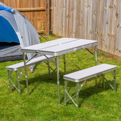 Andes Aluminium Folding Portable Camping/Picnic Outdoor Table & Stool Chair Set