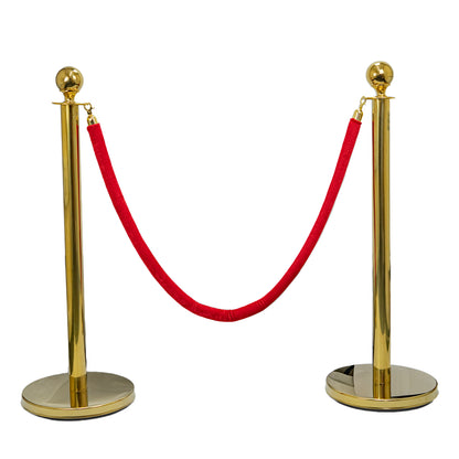 Hausen Red Velvet Barrier Rope Gold 4 Pack – Premium 1.5m Velvet Queue Barrier Ropes with Gold Clips for Events, Venues, Hotels and Exhibitions