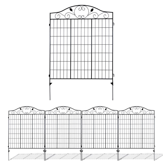 Woodside Brooke Metal Garden Decorative Border Fencing, Outdoor Edging Pack of 4