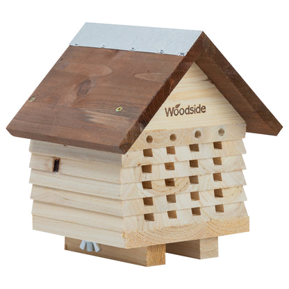 Woodside Wooden Garden Bee House, Natural Bug/Insect Hotel, Outdoor Nest Box