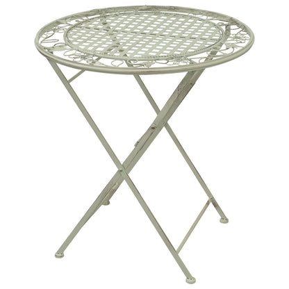 Maribelle Rustic White Floral Round Folding Outdoor Garden Patio Dining Table