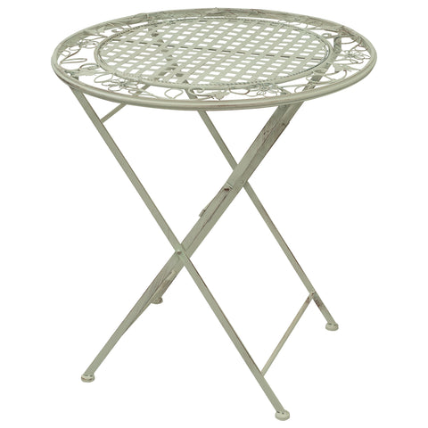 Maribelle Rustic White Floral Round Folding Outdoor Garden Patio Dining Table