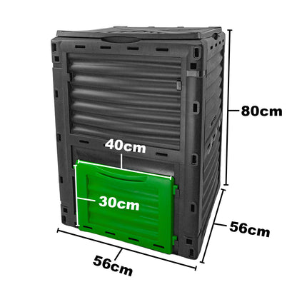 Woodside 300L Garden Composter – Heavy Duty Plastic Compost Bin with Ventilation & Easy Access Door