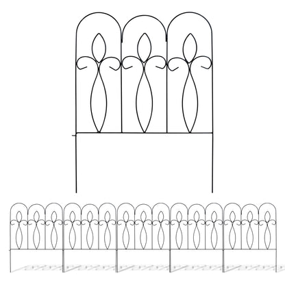 Woodside Felbrigg Metal Garden Border Edging, Outdoor Lawn Fencing, 3m Total Length, Pack of 5