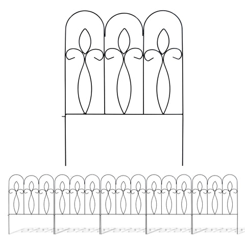 Woodside Felbrigg Metal Garden Border Edging, Outdoor Lawn Fencing, 3m Total Length, Pack of 5