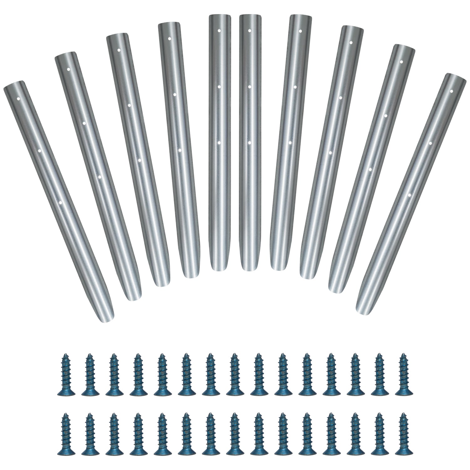 Woodside Lawn Edging Log Roll Stakes 10 Pack Durable Galvanised Steel, 46cm, Complete Kit