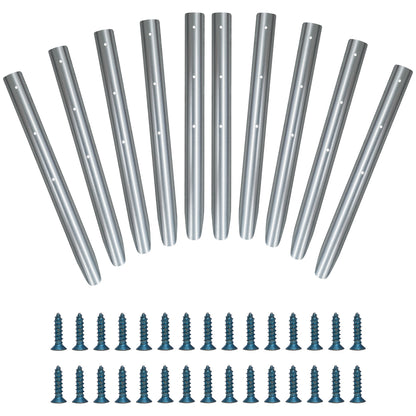 Woodside Lawn Edging Log Roll Stakes 10 Pack Durable Galvanised Steel, 46cm, Complete Kit
