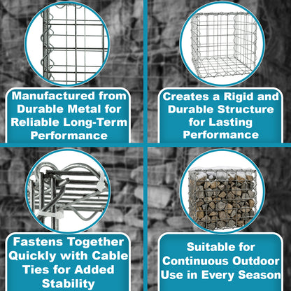 Woodside Heavy Duty Gabion Basket Garden Mesh Wire Cage 30 x 30 x 30cm Galvanised Steel Landscaping Basket