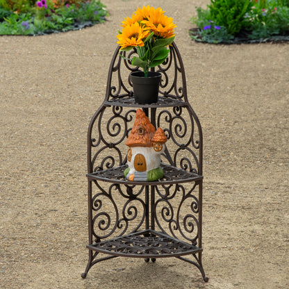 Woodside 3 Tier Cast Iron Indoor/Outdoor Heavy Duty Garden Plant & Flower Stand