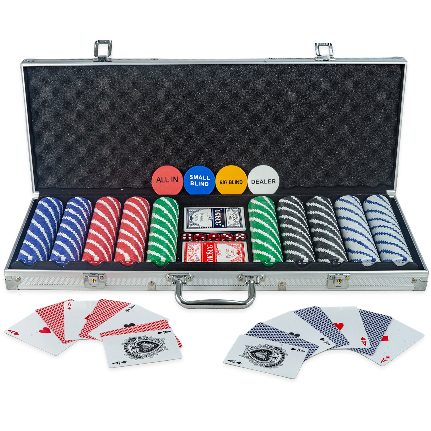 Wollowo 500 Piece Texas Hold’em Poker Set Complete Casino Game Kit with Aluminium Carry Case