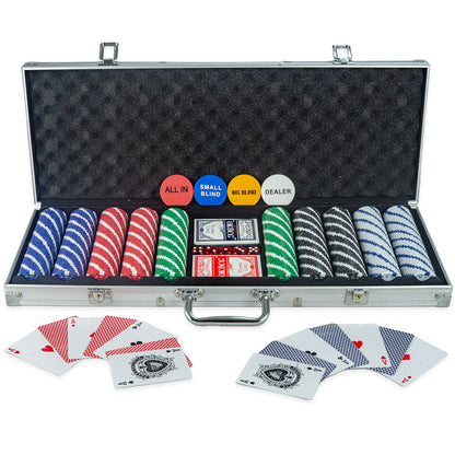 Wollowo 500 Piece Texas Hold’em Poker Set Complete Casino Game Kit with Aluminium Carry Case