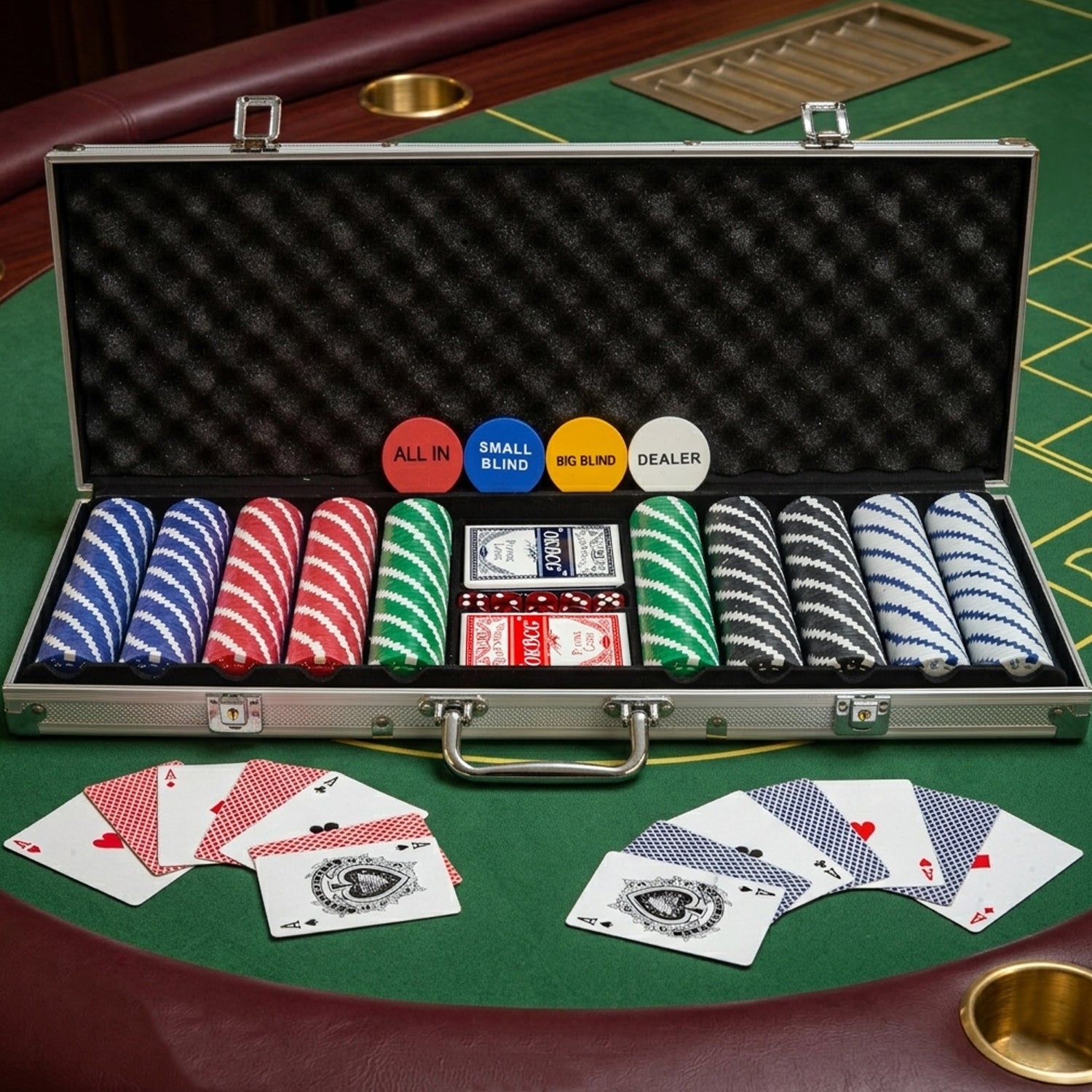 Wollowo 500 Piece Texas Hold’em Poker Set Complete Casino Game Kit with Aluminium Carry Case