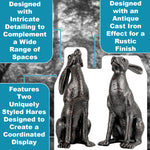Woodside Large Pair of Moon Gazing Hares Garden Ornament Bronze Effect Resin Decorative Sculpture 38cm