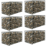 Woodside Gabion Basket Pack of 6 Heavy Duty Garden Mesh Wire Cages 30 x 30 x 60cm Galvanised Steel