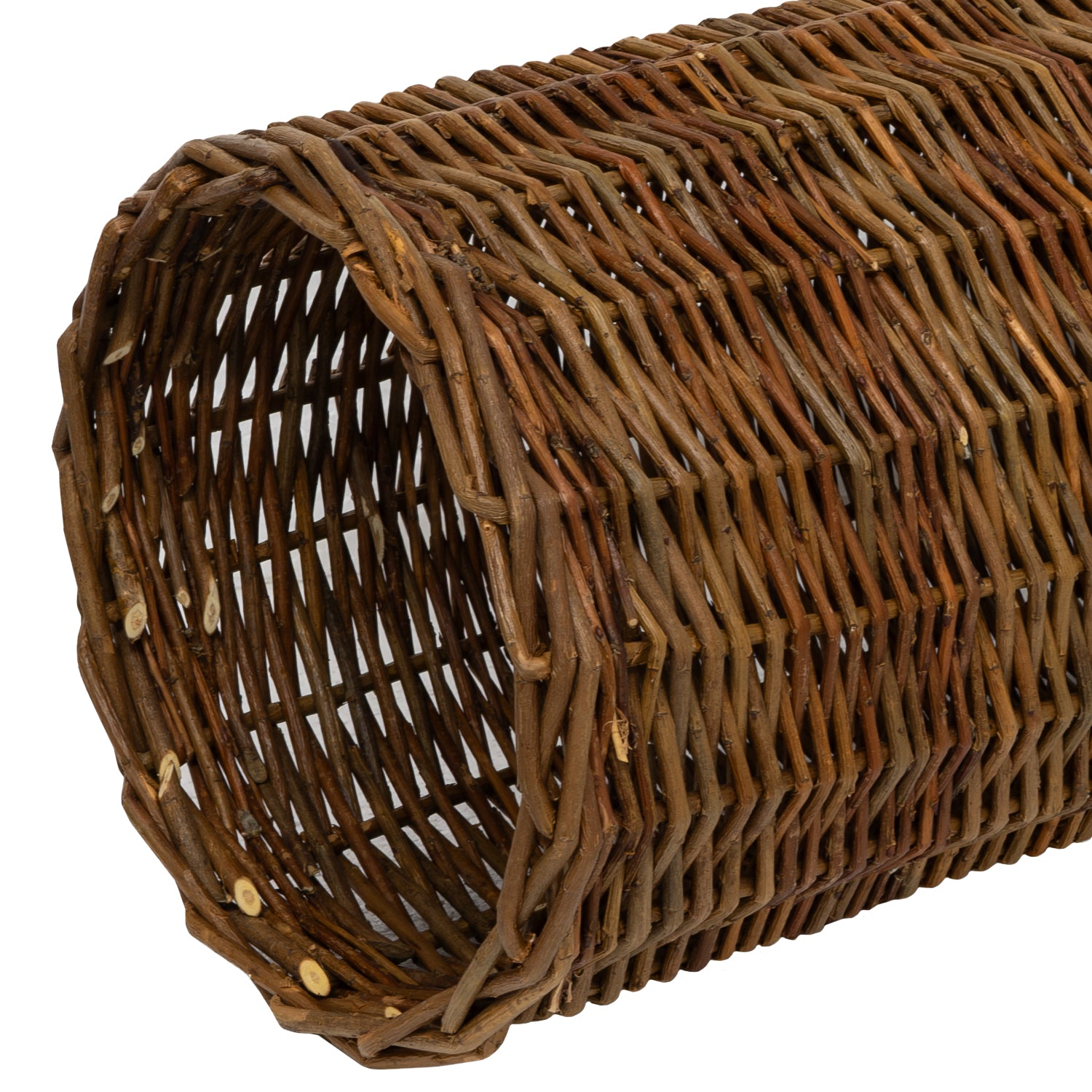 Woodside Rabbit/Guinea Pig Wicker Tunnel, Wooden Pet Play Hide for Small Animals