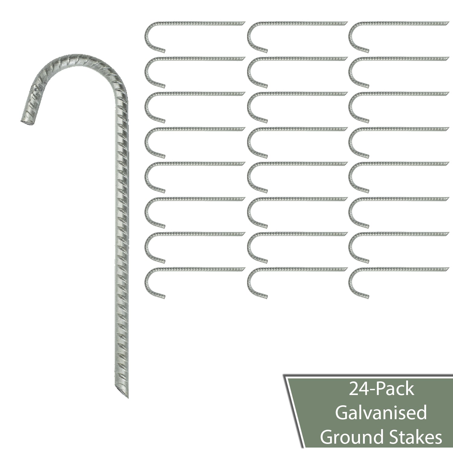 Pack of 24 Woodside Galvanised Heavy Duty Metal Ground Stakes Tent/Gazebo Pegs