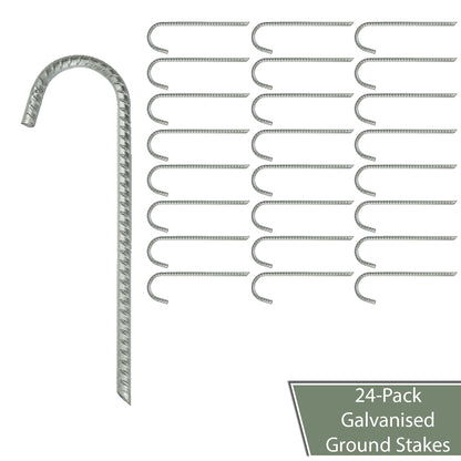 Pack of 24 Woodside Galvanised Heavy Duty Metal Ground Stakes Tent/Gazebo Pegs