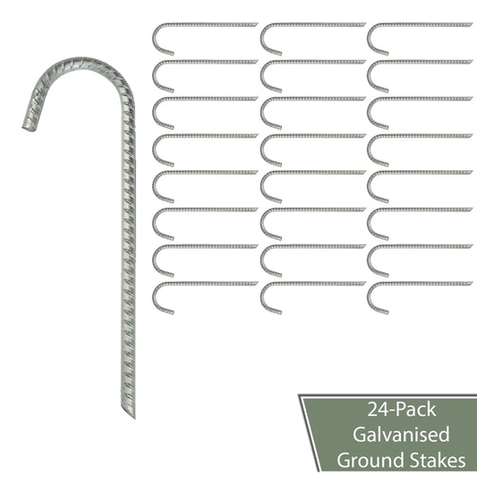 Pack of 24 Woodside Galvanised Heavy Duty Metal Ground Stakes Tent/Gazebo Pegs
