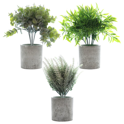 Woodside Pack of 3 Mini Potted Artificial Indoor Home & Office Plants