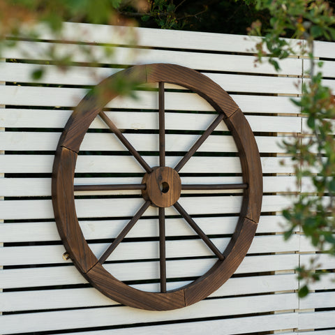 Woodside Decorative Rustic/Vintage Garden Wooden Wagon Wheel Ornament