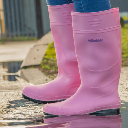 Woodside Pink Waterproof Wellington Garden Festival Boots Ladies/Girls Wellies