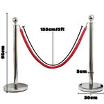Hausen Silver Crowd Control Barrier System 4 Pack – Queue Management Posts with 3 Ropes - 4.5m Total Length