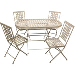 Woodside Ostend Folding Metal Outdoor Garden Patio Dining Table And 4 Chairs Set