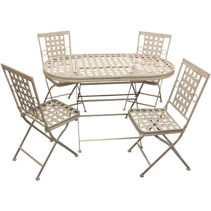 Woodside Ostend Folding Metal Outdoor Garden Patio Dining Table And 4 Chairs Set