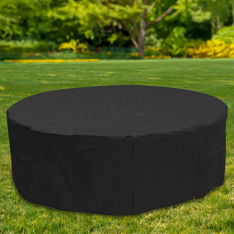 Woodside Black 6-8 Seater Round Garden Patio Furniture Set Cover Waterproof