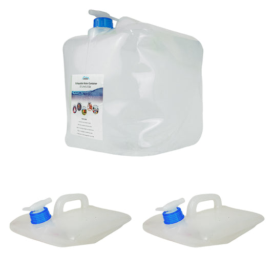 Andes 2 x 20L Collapsible Water Containers – BPA Free Foldable Camping & Festival Water Carrier with Tap