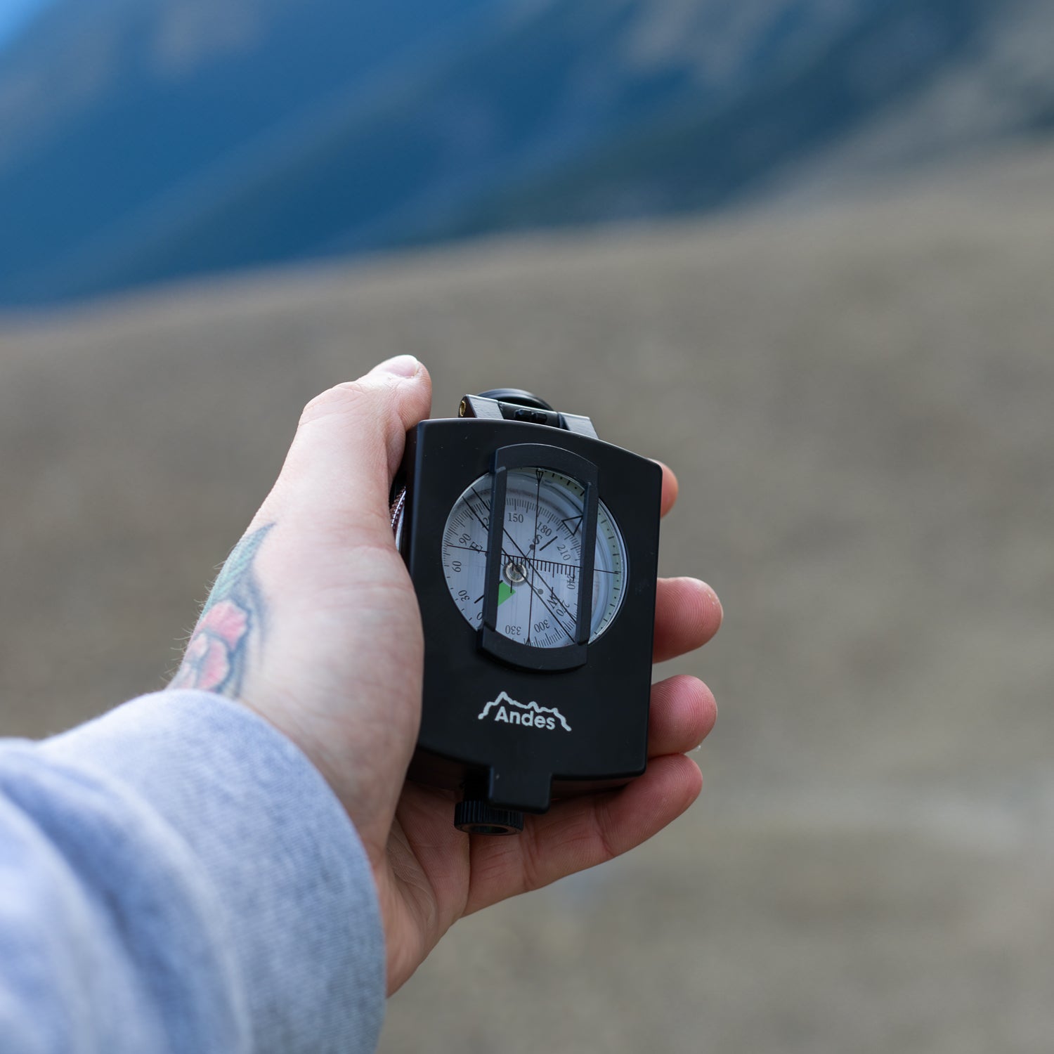 Andes Military Hiking Navigation Compass for Orienteering, Waterproof with Case