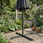 Woodside Heavy Duty Cantilever Parasol Base Stand Steel 100x100cm Garden Umbrella Base Fits 5cm Pole Outdoor Use