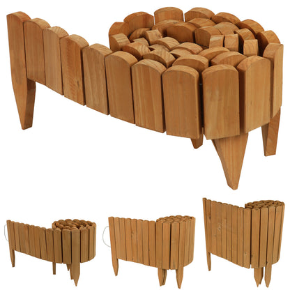 Woodside Wooden Log Roll Border Fence, Staked Garden Edging for Flower Beds