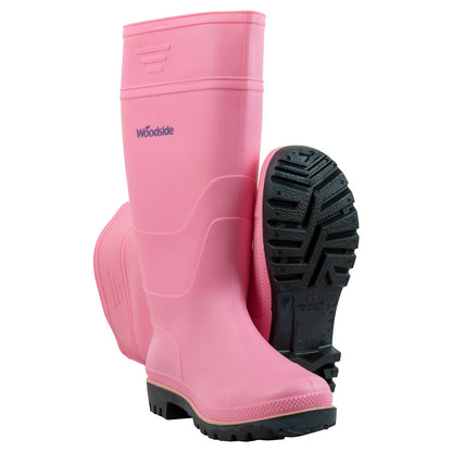 Woodside Pink Waterproof Wellington Garden Festival Boots Ladies/Girls Wellies