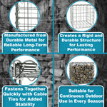 Woodside Gabion Basket Pack of 4 Heavy Duty Garden Mesh Wire Cages 45 x 45 x 45cm Galvanised Steel