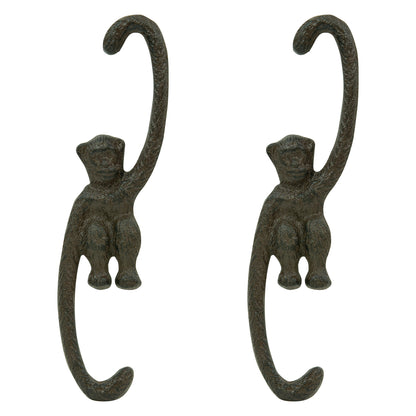 Woodside Cast Iron Decorative Indoor/Outdoor Garden Monkey Bird Feeder S Hooks Pack of 2