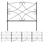 Woodside Hanworth Metal Garden Border Edging, Outdoor Lawn Fencing, 2.4m Total Length, Pack of 4