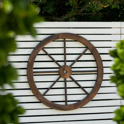 Woodside Decorative Rustic/Vintage Garden Wooden Wagon Wheel Ornament