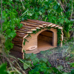 Woodside Hedgehog House & Hibernation Shelter with Bark Roof, Predator Proof Outdoor Habitat