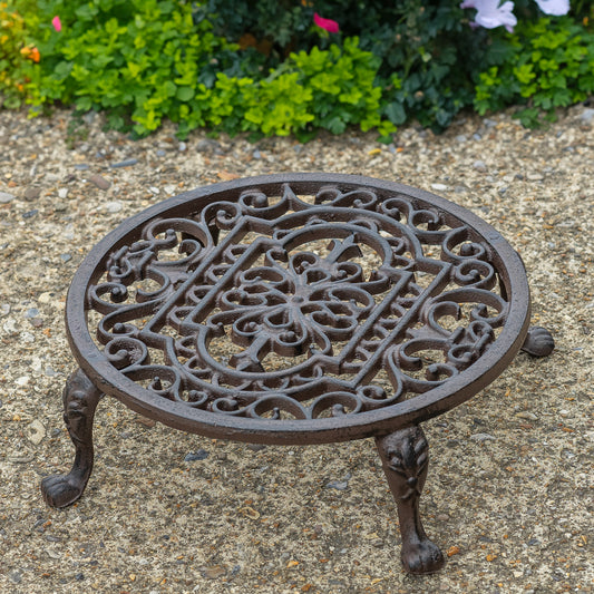 Woodside Round Cast Iron Indoor/Outdoor Heavy Duty Garden Plant Pot Stand, 11inch